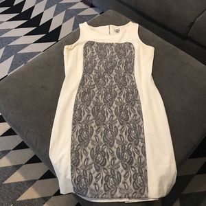 Off-White dress with grey lace detail